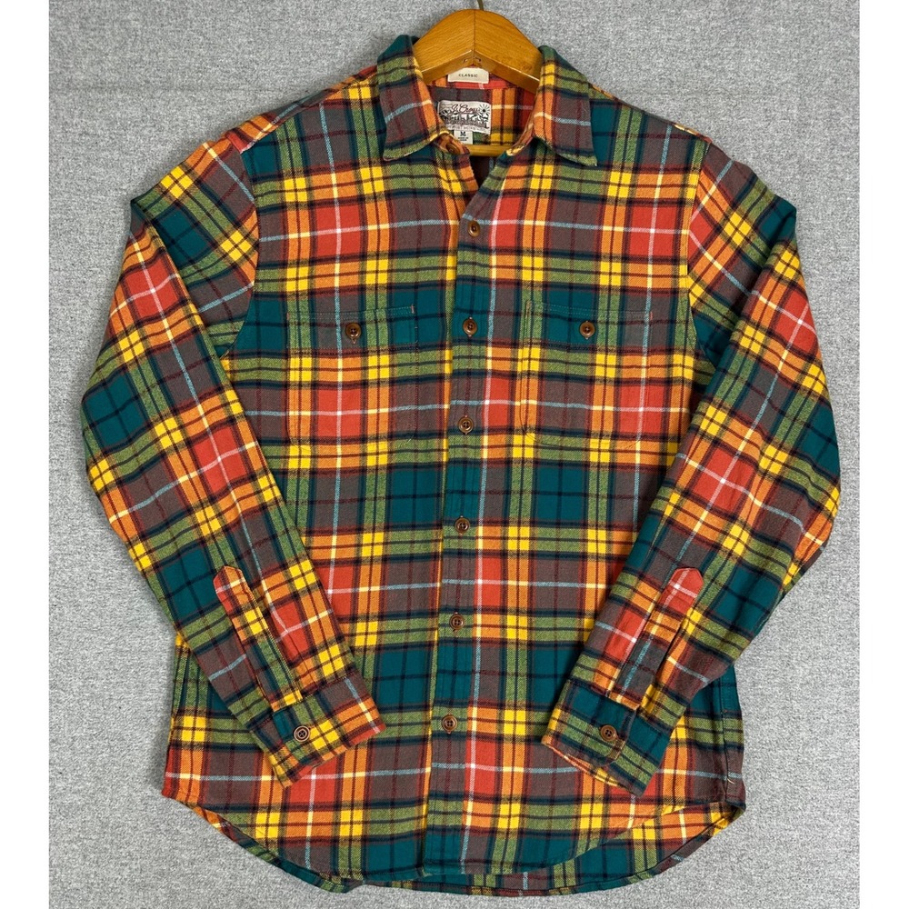 J Crew Flannel Shirt Mens M Multi Color Plaid Double Brushed Mid WeightCotton